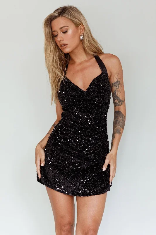 star-lights-halterneck-mini-dress-sequin-black