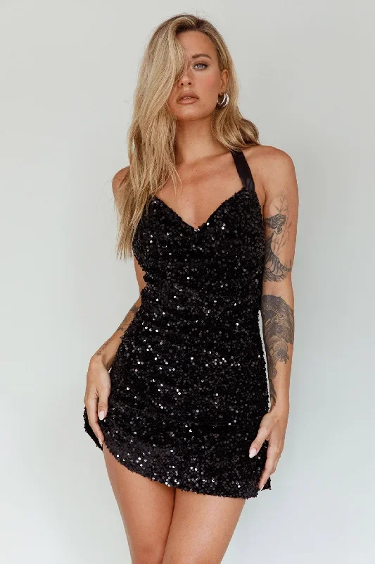 star-lights-halterneck-mini-dress-sequin-black