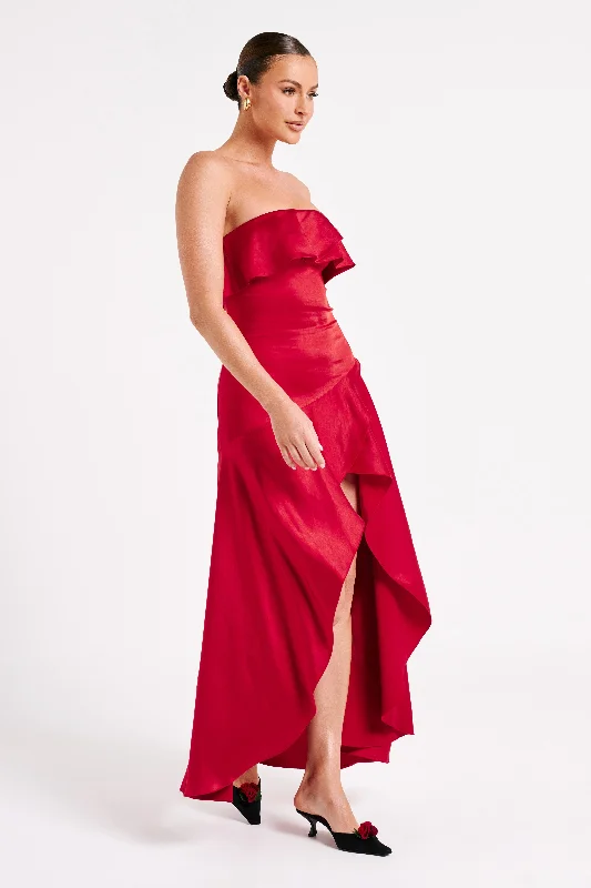 sulianna-strapless-ruflle-midi-dress-vermilion-red