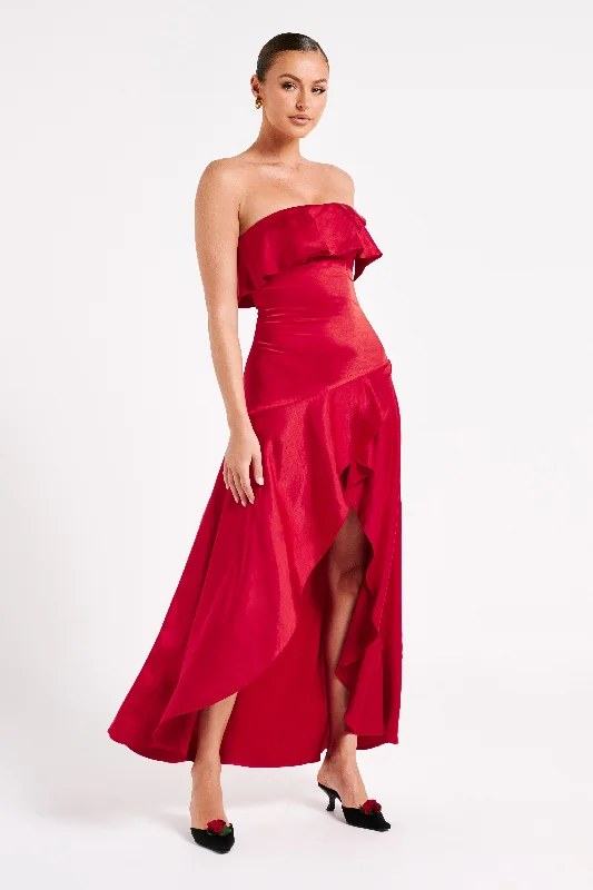 sulianna-strapless-ruflle-midi-dress-vermilion-red