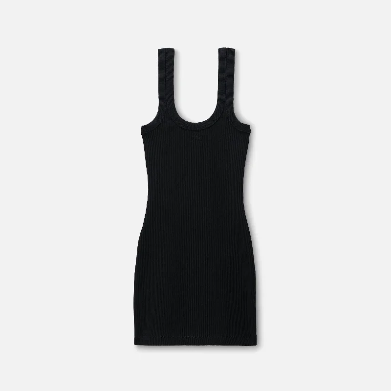 T by Alexander Wang Mini Tank Dress with Embossed Logo - Black