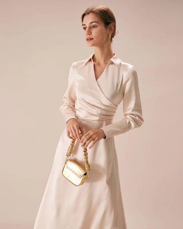 the-apricot-lapel-pleated-satin-maxi-dress