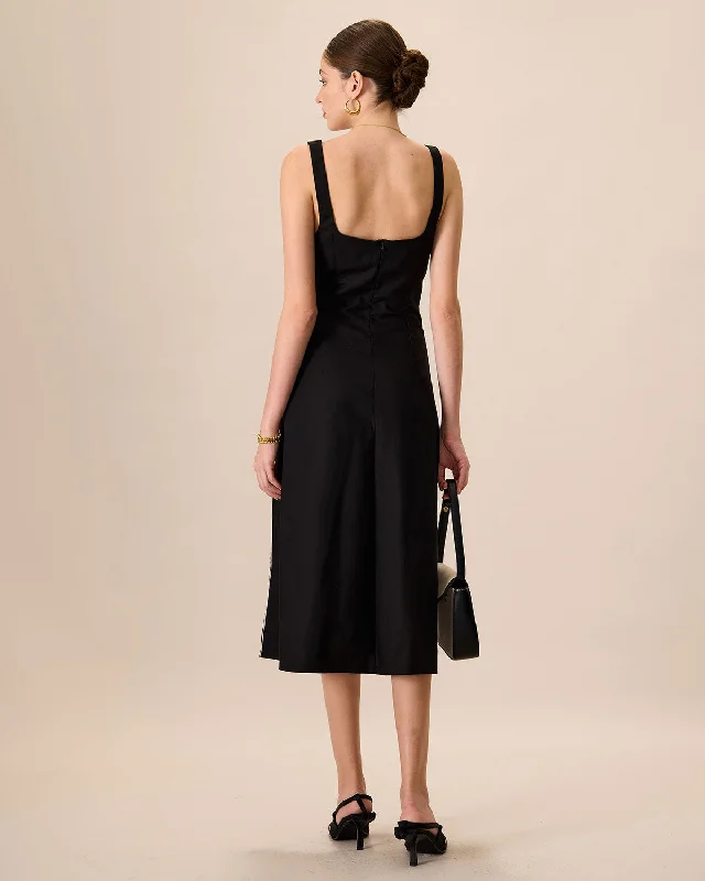 the-black-square-neck-contrast-midi-dress