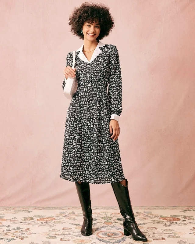 the-collared-patchwork-long-sleeve-midi-dress