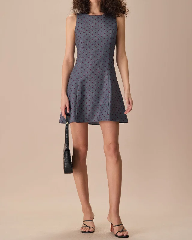 the-grey-round-neck-polka-dot-mini-dress