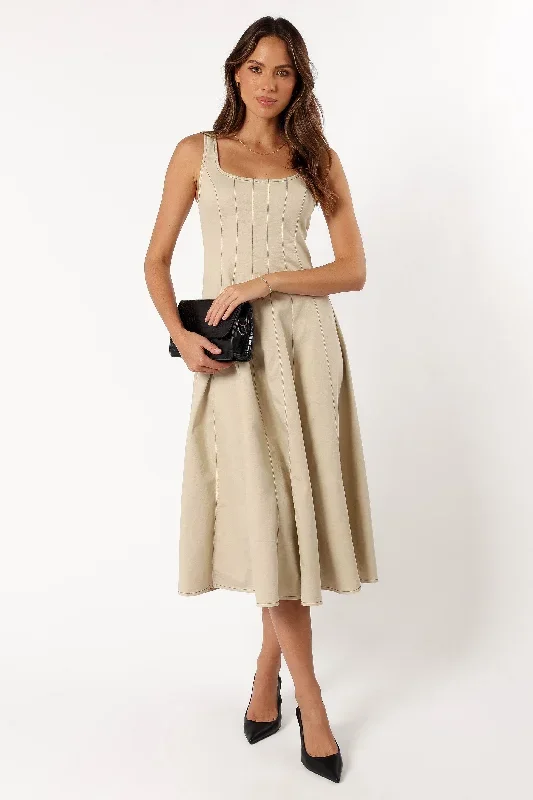 una-midi-dress-beige