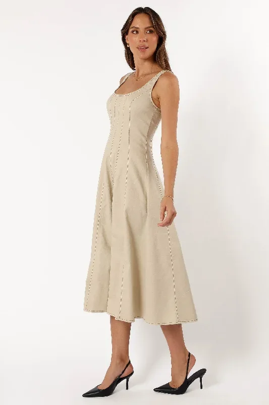 una-midi-dress-beige