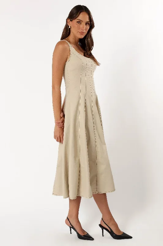 una-midi-dress-beige