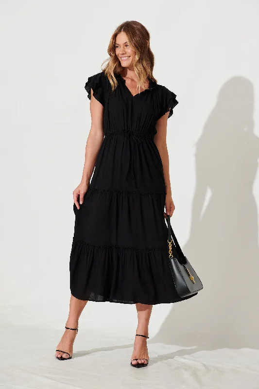 Valentine Midi Dress In Black