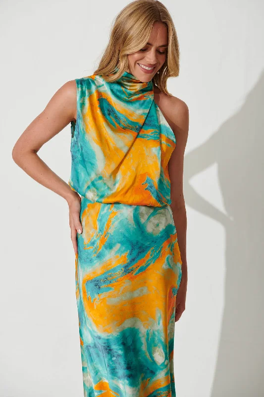 visions-maxi-dress-in-aqua-with-orange-watercolour-satin