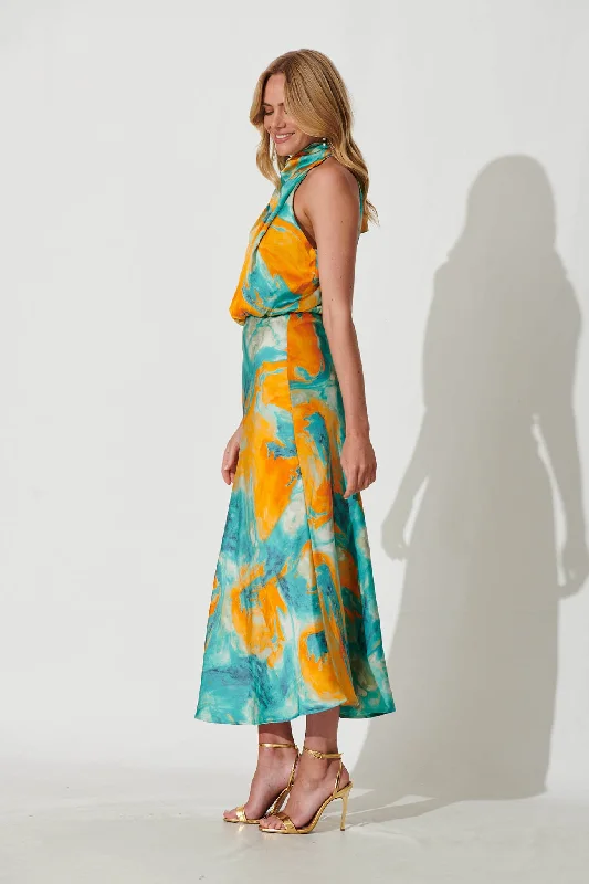 visions-maxi-dress-in-aqua-with-orange-watercolour-satin