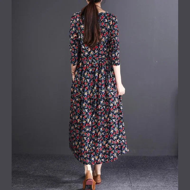 women-floral-cotton-linen-dress-plus-size-clothing-o-neck-wrinkled-linen-maxi-dress-vintage-long-sleeve-baggy-dresses