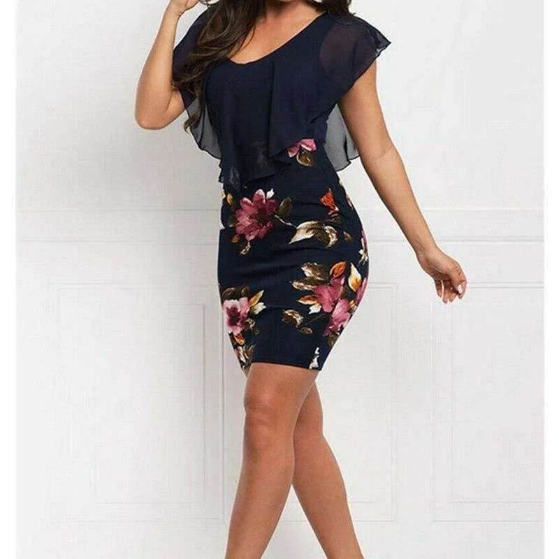 women-summer-beach-chiffon-ruffle-sleeve-mini-dress-v-neck-ol-casual-floral-party-bodycon