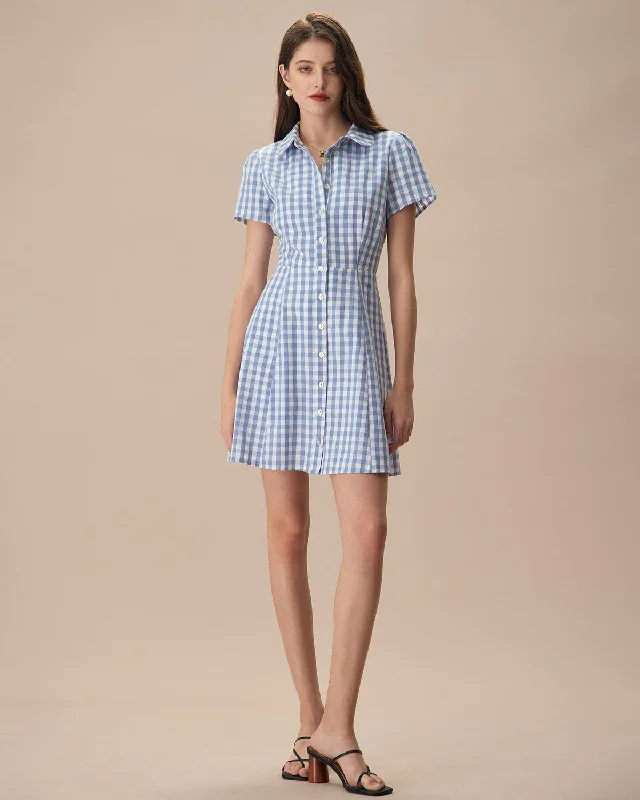 womens-blue-plaid-lapel-cotton-mini-dress