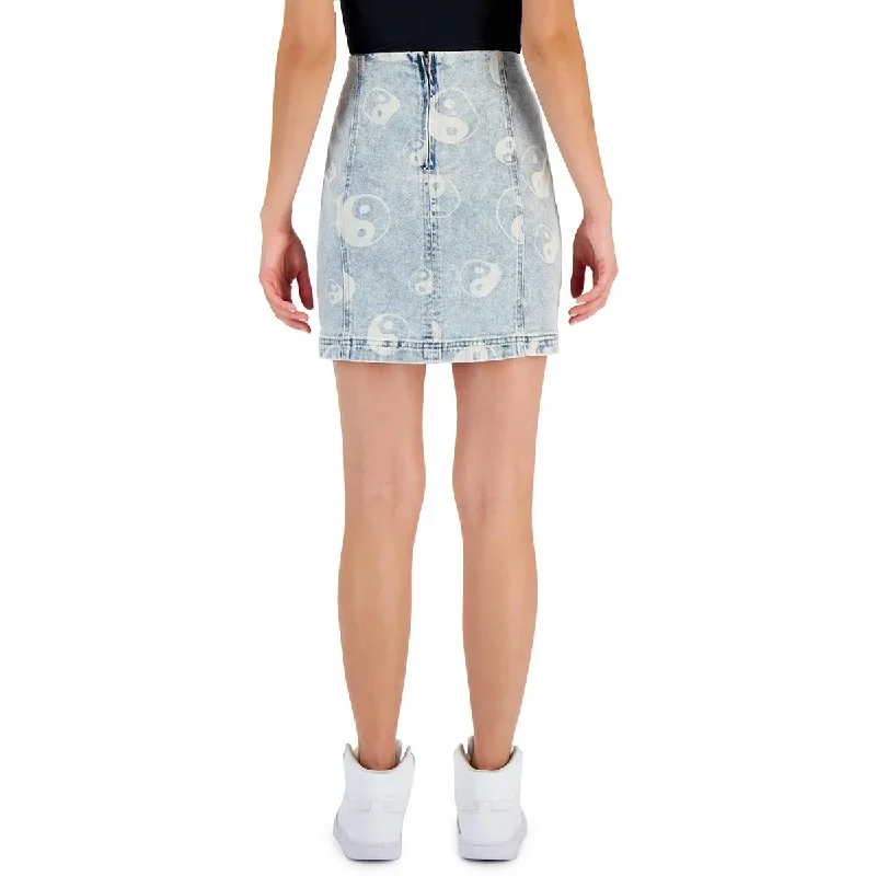 womens-mini-printed-denim-skirt