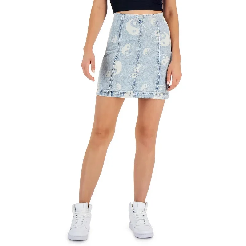 womens-mini-printed-denim-skirt