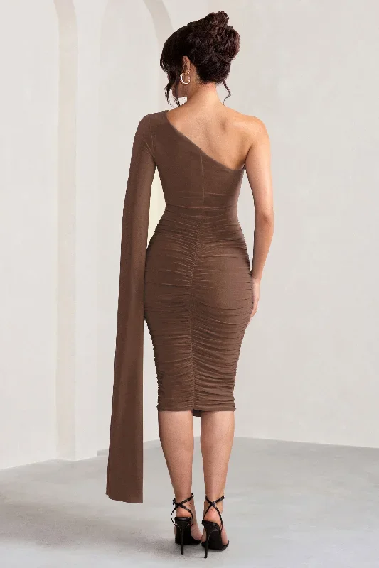 yara-chocolate-brown-one-shoulder-cape-ruched-midi-dress-cl127661106