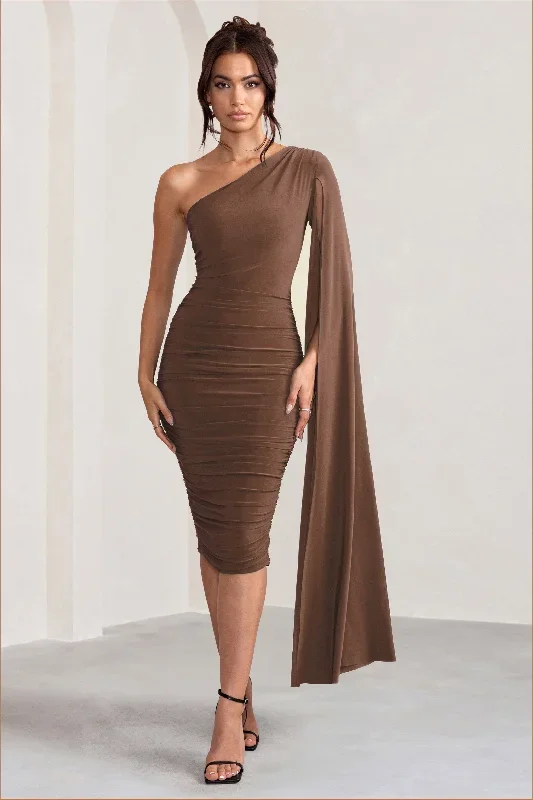 yara-chocolate-brown-one-shoulder-cape-ruched-midi-dress-cl127661106