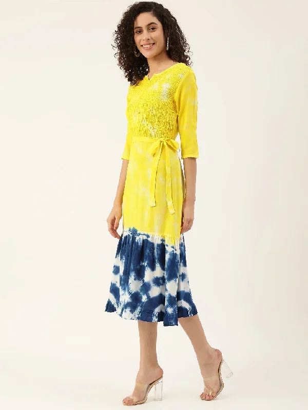 yellow-navy-blue-dyed-a-line-midi-dress-with-tie-up-belt